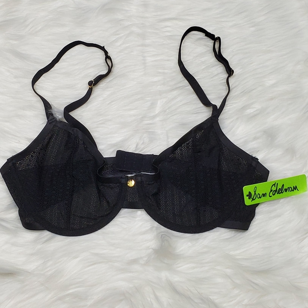 Sam Edelman Black Geo Mesh Underwire Bra - Picture 2 of 8